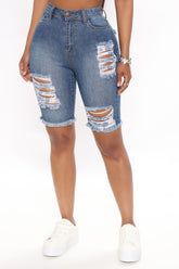 All Day Long Bermuda Shorts - Medium Blue Wash